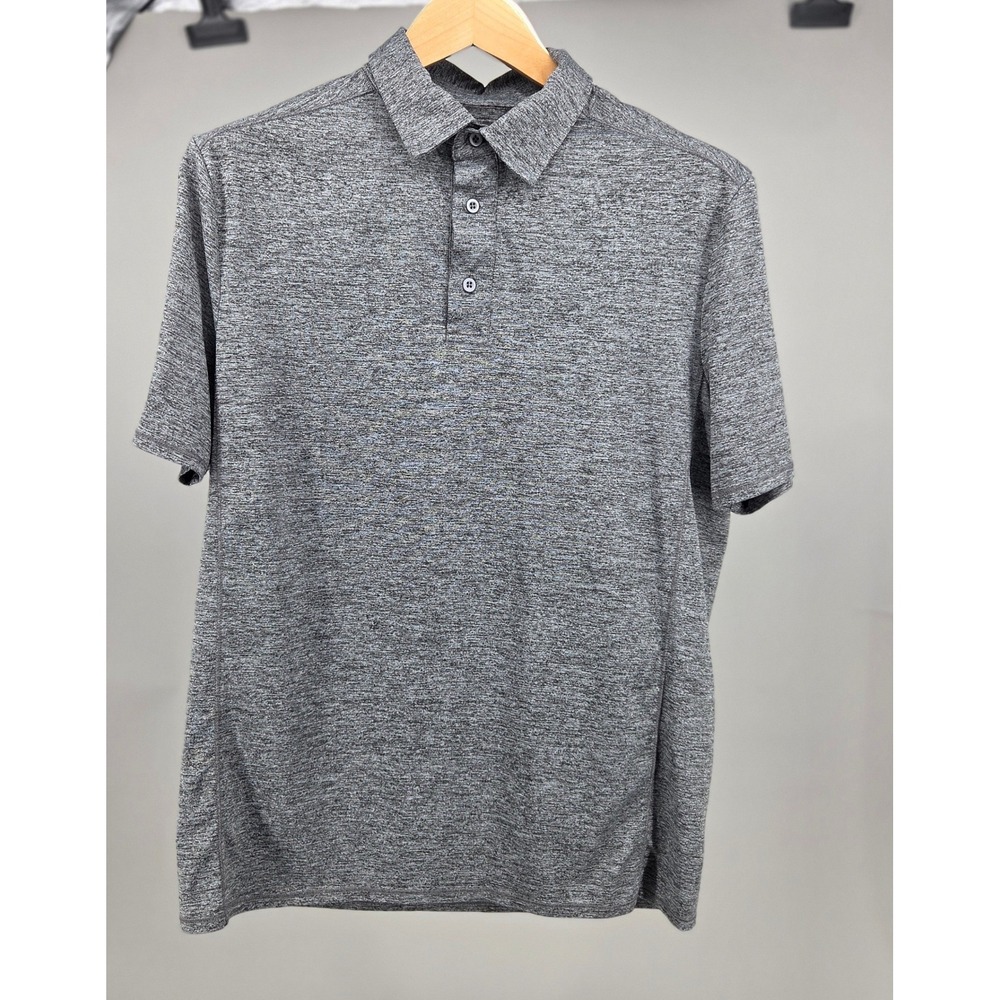 Quince Performance Polo Men Size M Gray Space Dye Short Sleeve Activewear Casual